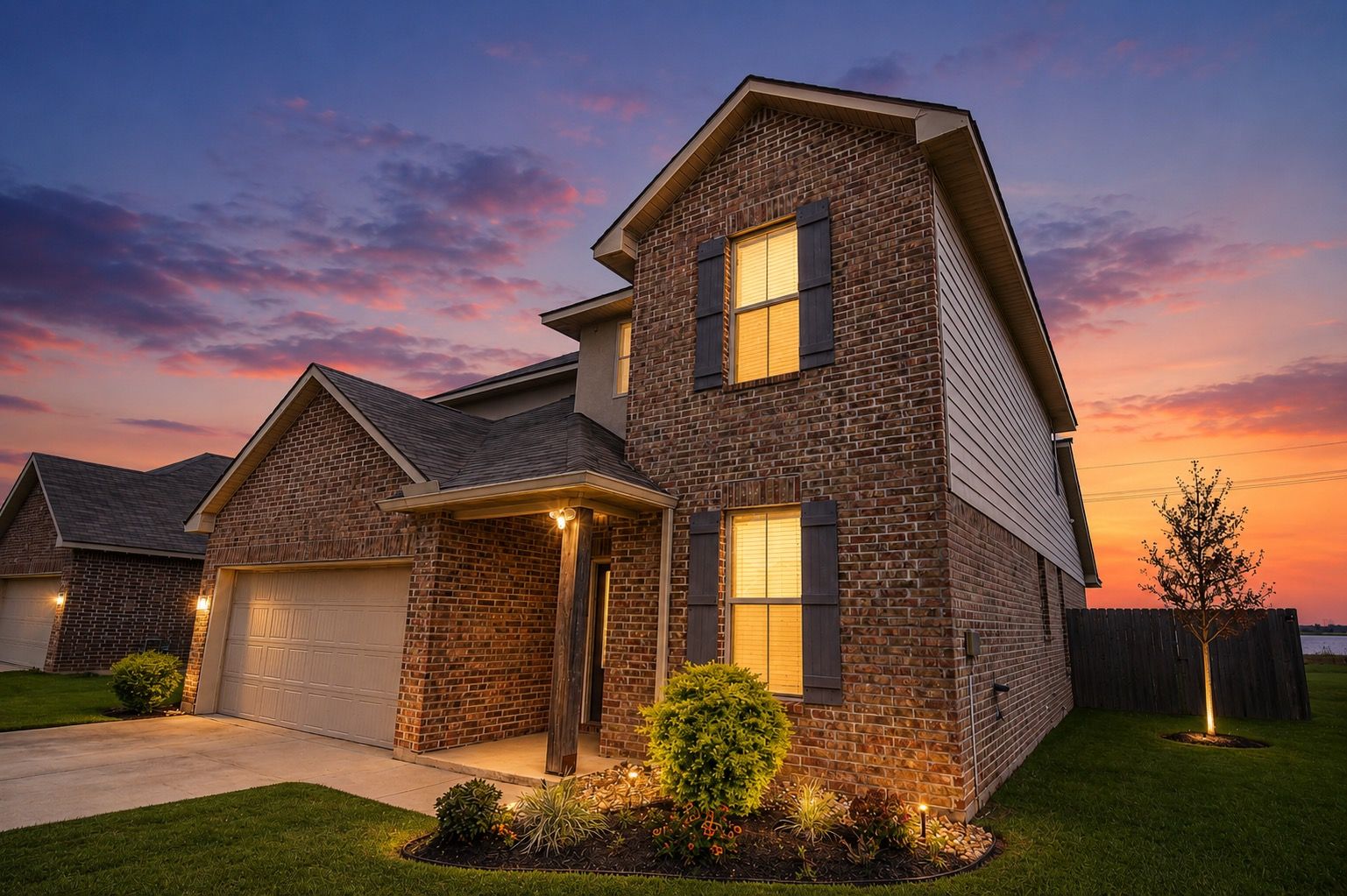 Professionally photographed home at twilight